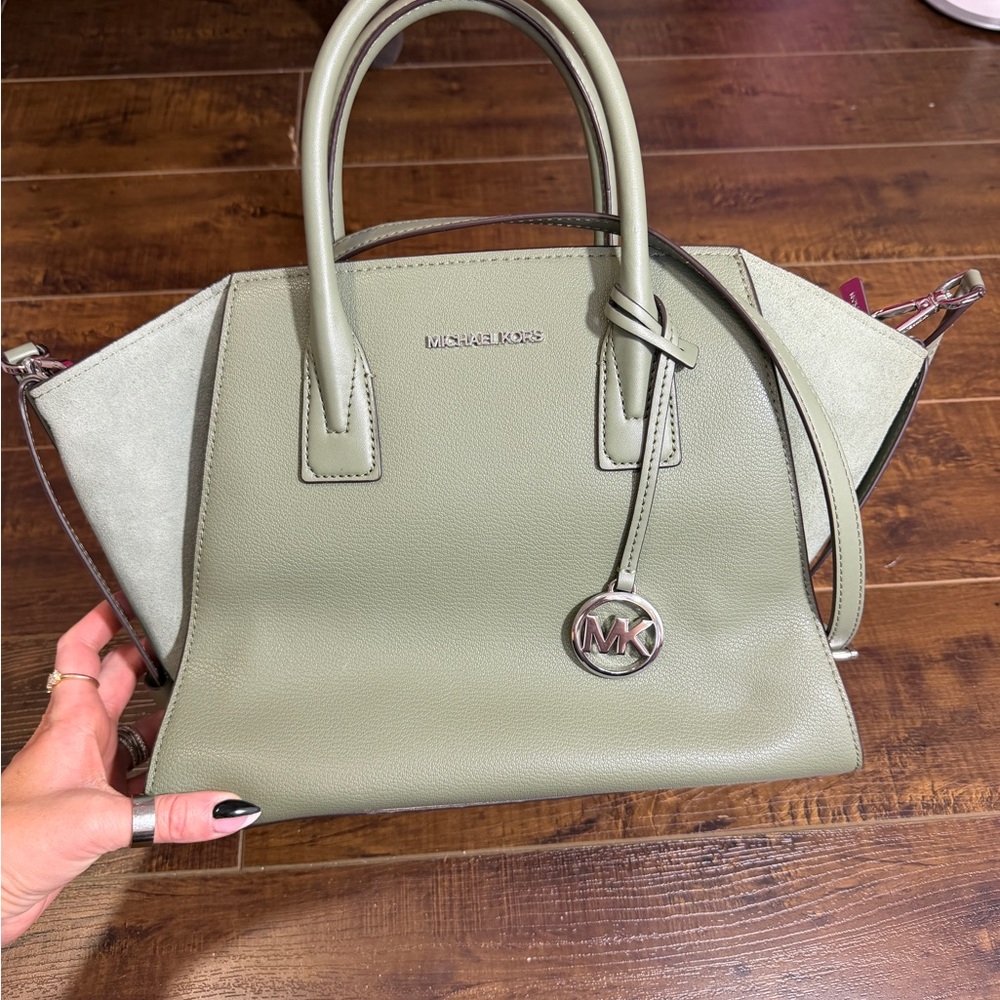 Michael Kors Avril Large Olive Green Satchel Bag